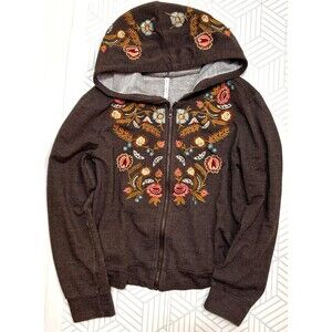 Murmur Anthropologie Hoodie Womens S fits like M Embroidered Boho Cotton c
